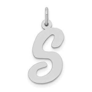14k White Gold, Madison Collection LG Classic Script Initial S Pendant
